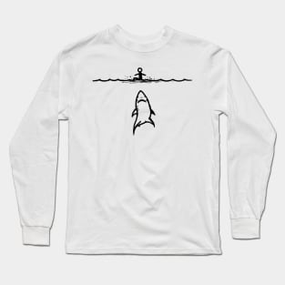 Stick Figure of a Shark in Black Ink Long Sleeve T-Shirt